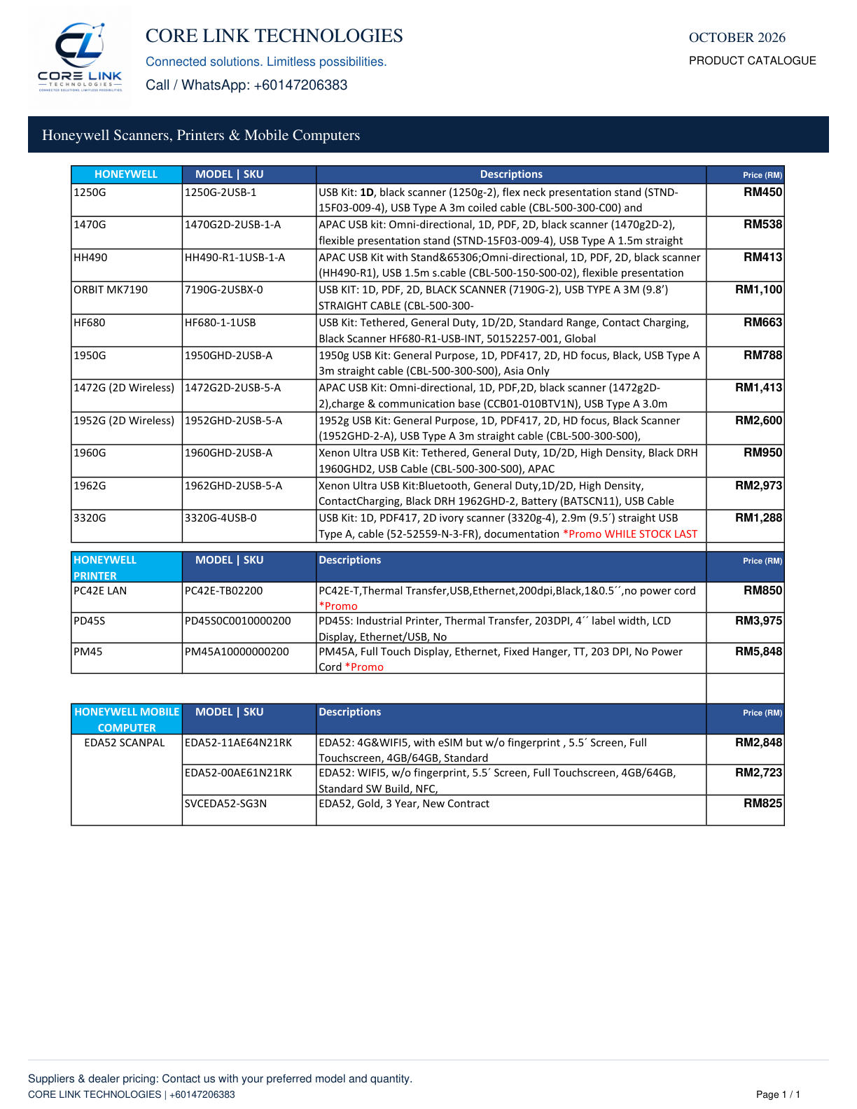 Honeywell scanners & devices · Page 1